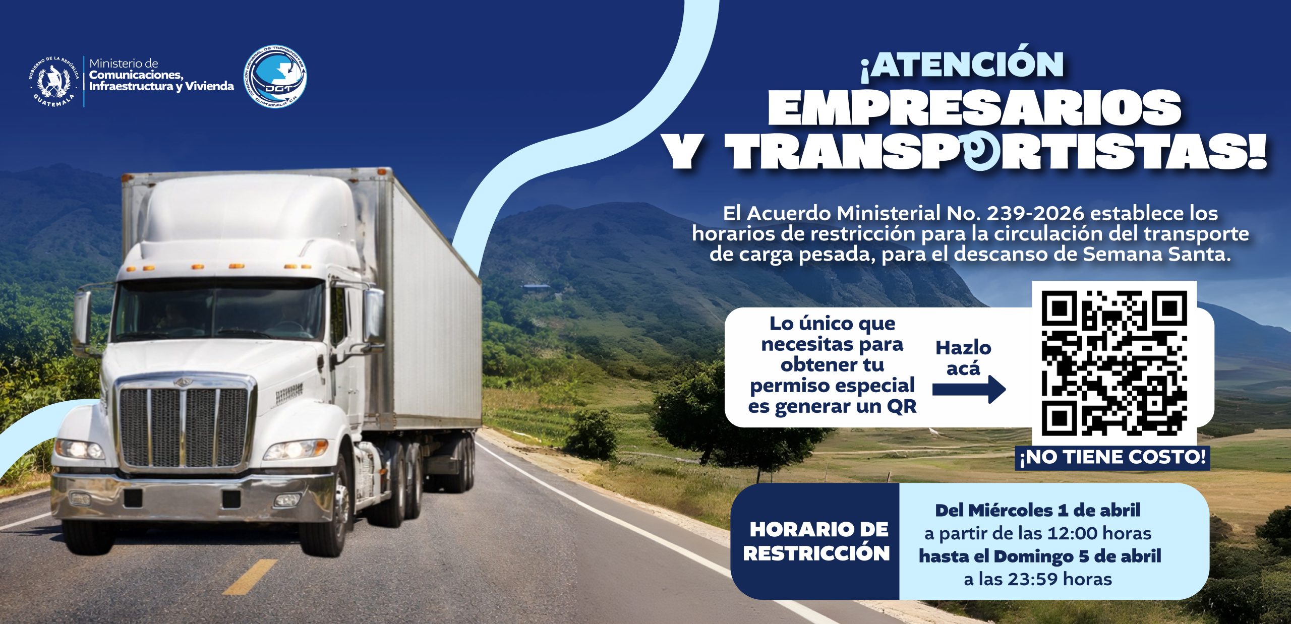 Permiso especial de circulacion de transporte de carga pesada en Semana Santa